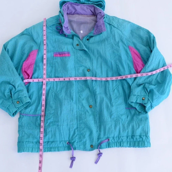 Vintage  Teal and Purple Zip Up Windbreaker Jacket Size Large - Picture 5 of 15